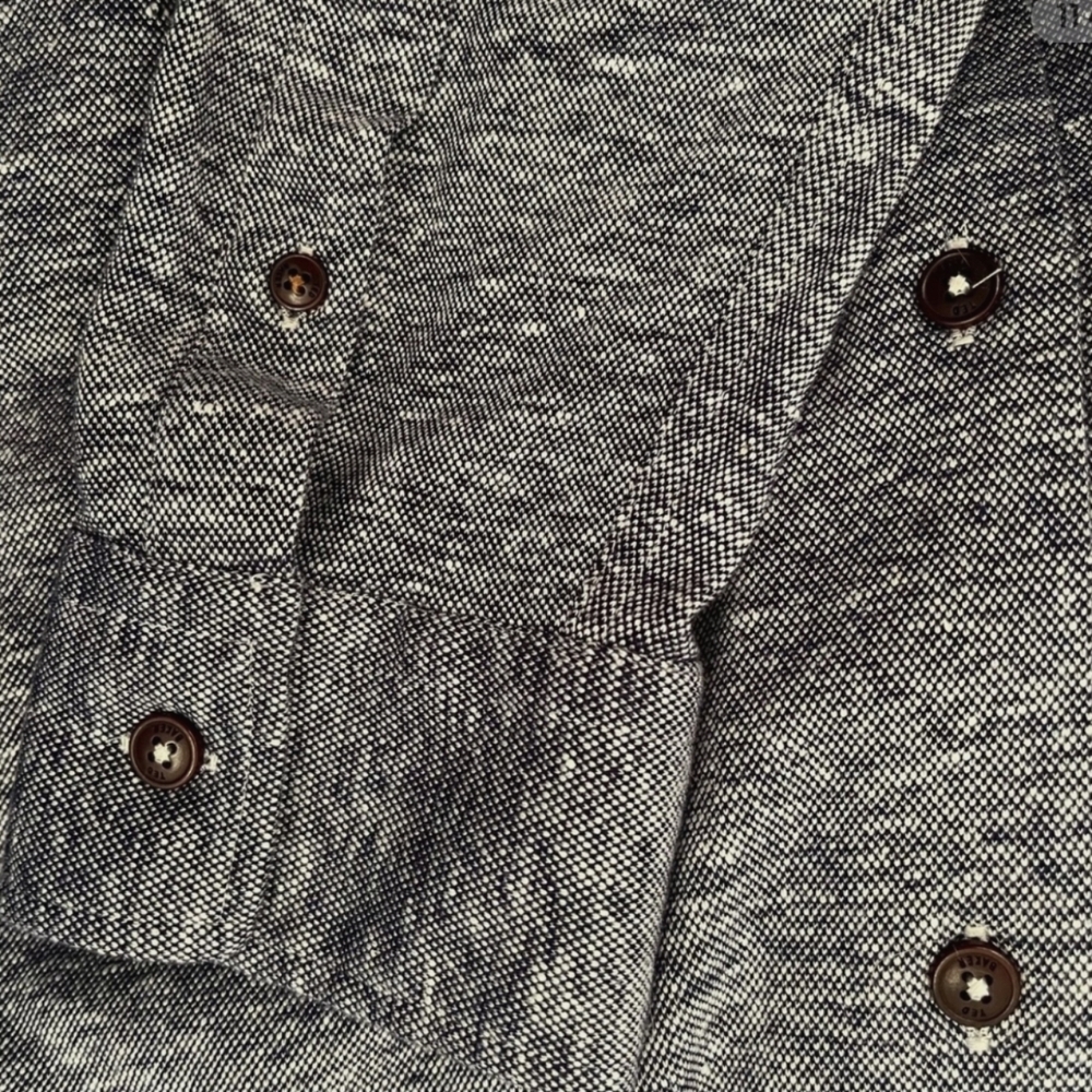EUC -TED BAKER Men's Heathered Blue linen cotton knit Button Down Shirt - size 3 - Picture 9 of 9